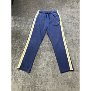 Vintage Puma Sweatpants Boys L‎ 14-16 Blue Yellow Logo Fleece Lined Straight Leg